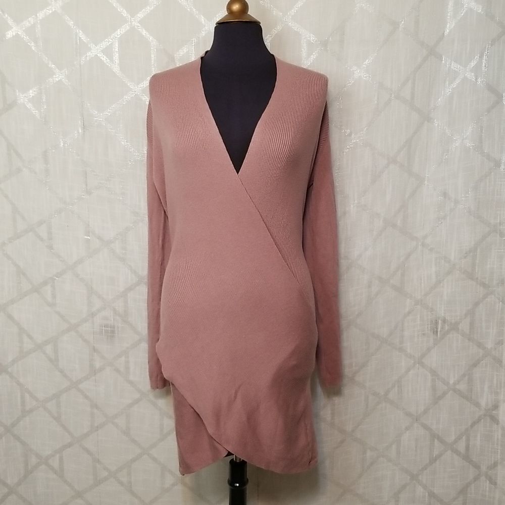 Tobi Wrap Dress Women's Small Pink Mauve Knit New